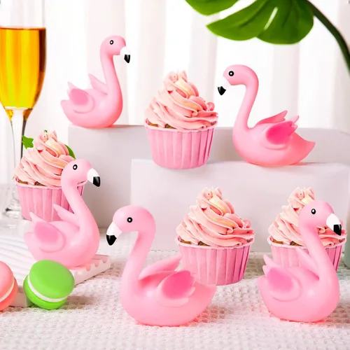 Miniatura 3 de Patos de goma de flamenco rosa, 12 juguetes de baño de flamenco a granel para niños, decoración de pastel de pato de goma flamenco pequeño, premios