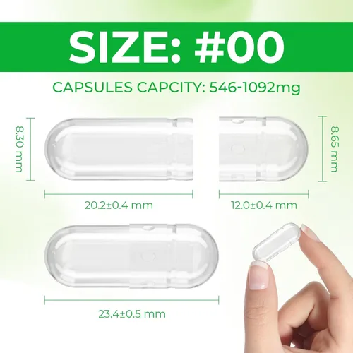 Miniatura 8 de Cápsulas veganas tamaño 00 vacías a base de plantas transparentes (5,000 unidades) sin gluten, sin OMG, kit de llenado de pastillas