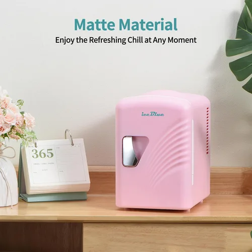 Miniatura 4 de Iceblue - Mini refrigerador retro de 4 litros/6 latas, mini refrigerador para productos de cuidado de la piel y maquillaje, enchufe de CA y cargador