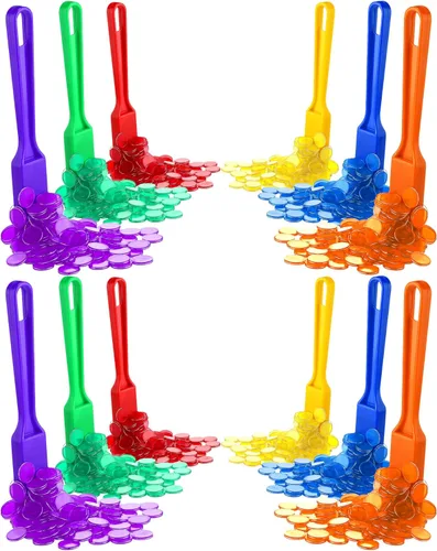 Yunsailing Varita magnética de bingo con fichas, 6 colores, varita magnética de chip de metal para aula, juego de grupo grande, juego familiar,