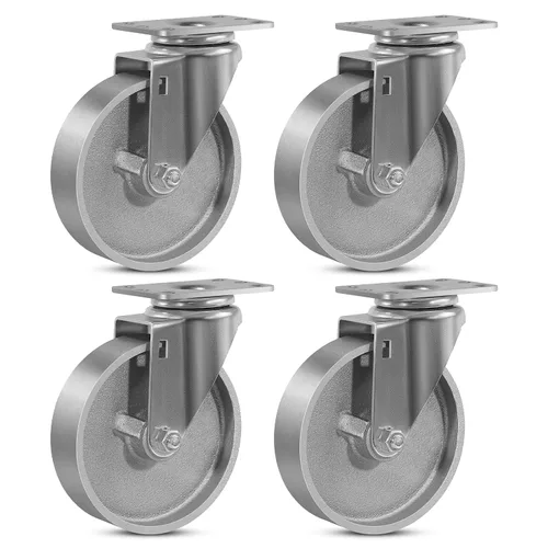 Miniatura 48 de Ruedas industriales resistentes de 3 x 1.25 pulgadas, capacidad de 350 libras, ruedas de hierro fundido y marco de acero para carros, carritos