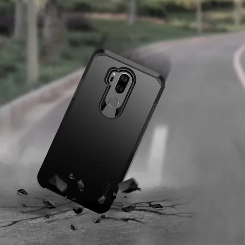 Miniatura 7 de J&D Funda protectora resistente de doble capa híbrida a prueba de golpes para LG G7 ThinQ, funda protectora resistente, color negro