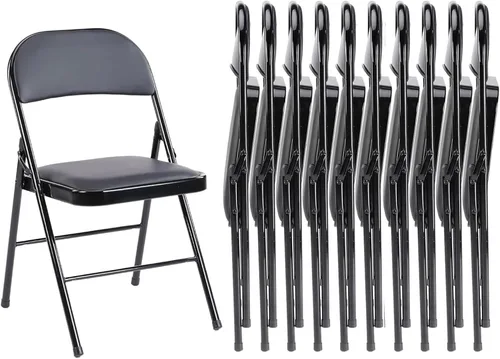 Miniatura 12 de Sweetcrispy Paquete de 4 sillas plegables de plástico para 330 libras, portátiles, metal resistente, fáciles de usar, almacenar, cómodas, para Gris