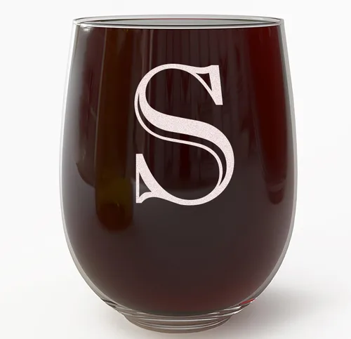 Miniatura 20 de Copa de vino grabada con monograma de 17 onzas sin tallo (letra A) A-Z, regalos personalizados para mujeres, copas de vino personalizadas, regalo