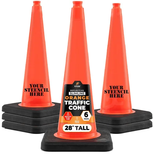 Miniatura 29 de Xpose Safety Cono de tráfico verde lima de 28 pulgadas, paquete de 4, cono de seguridad de PVC de alta calidad para estacionamiento, precaución