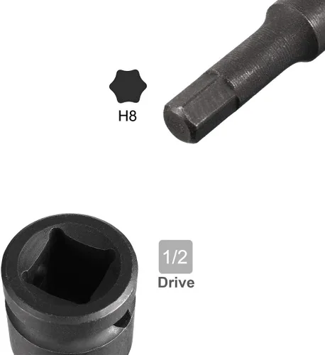 Miniatura 5 de uxcell Broca hexagonal de impacto de 1/2 pulgada x H8 (0.315 in), métrica de 3 pulgadas de longitud, uso de acero CR-MO con destornilladores