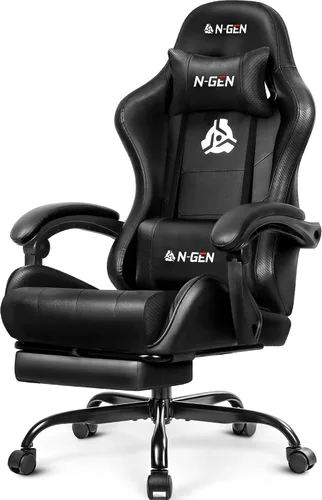 NEO CHAIR Silla para Videojuegos con Reposapiés, Silla de Oficina Ergonómica de Respaldo Alto y Cómoda, con Soporte Lumbar, Altura Ajustable,