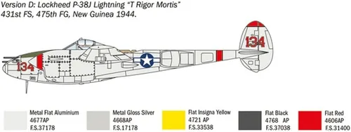 Miniatura 7 de Italeri 1446 P-38J Lightning 1:72 Kit de modelo de plástico a escala 1:72