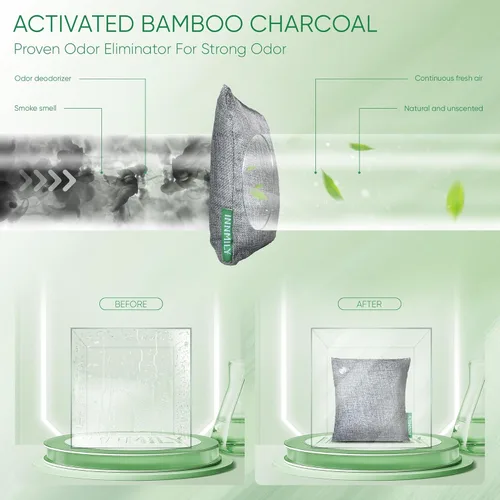 Miniatura 2 de Absorbedor de olores de carbón activado, paquete de 8 con ganchos, eliminador de olores naturales para olores fuertes, bolsas purificadoras de aire