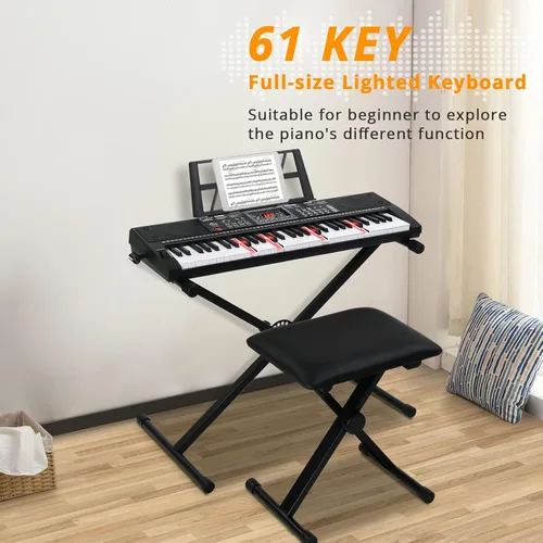 Miniatura 2 de GLARRY Juego de teclado eléctrico de tamaño completo de 61 teclas para principiantes, niños, teclado de música portátil, regalos de Navidad