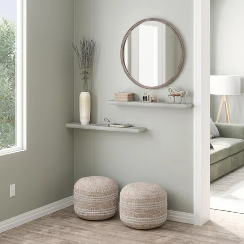 Miniatura 2 de Ballucci - Estantes flotantes, juego de 2 estantes de pared de madera de 36 pulgadas, con soportes invisibles para baño, sala de estar, dormitorio
