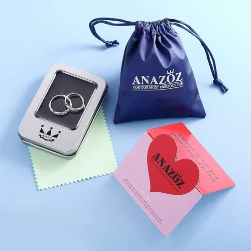 Miniatura 6 de ANAZOZ I Love You His & Hers - Anillos de boda a juego con circonita cúbica ajustable para parejas