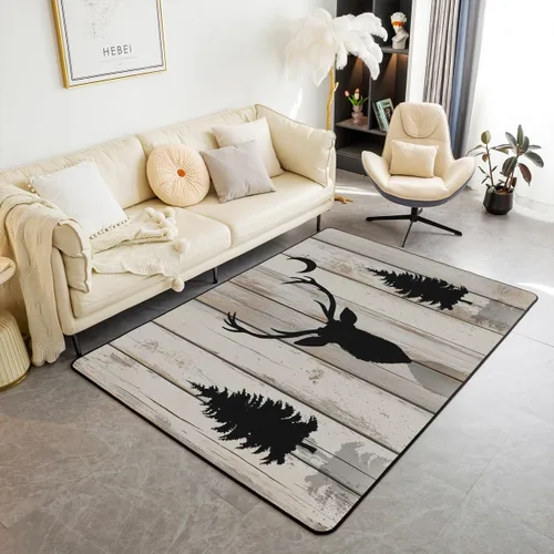 Miniatura 10 de Alfombra de fogata de 3 x 5 pies, decoración de tocones de árbol de bosque para niñas, mujeres, hombres y adolescentes, alfombra de madera marrón