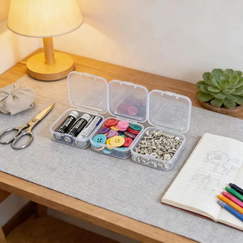 Miniatura 4 de Goodma 30 contenedores cuadrados vacíos de plástico transparente con tapas con bisagras para objetos pequeños y otros proyectos de manualidades