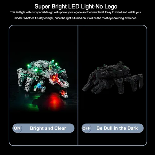 Miniatura 3 de BrickBling Kit de luz LED compatible con Lego Spider Tank, iluminación creativa compatible con Lego 75361-Sin modelo, solo luces