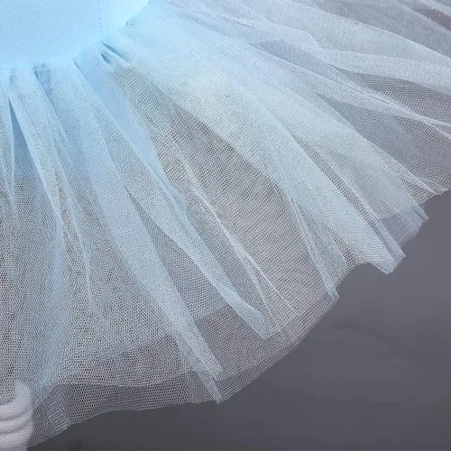 Miniatura 5 de IDOPIP Vestido de ballet con mangas voladas y volantes para niñas pequeñas, tutú con falda de leotardo, bailarina, baile, disfraz de gimnasia