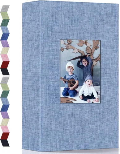 Miniatura 32 de Álbum de fotos popotop 4x6 - 100 fotos, libros de fotos con 100 bolsillos verticales, álbumes con cubierta de lino para fotos familiares, de boda