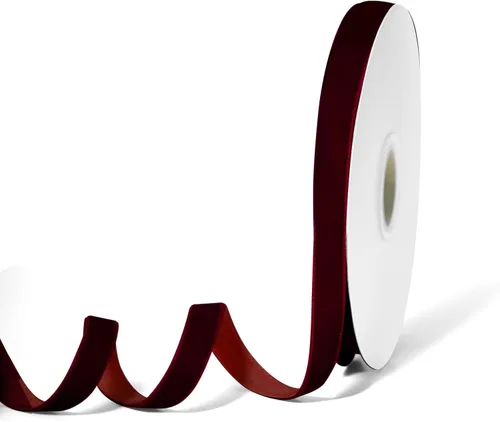 Cinta de terciopelo burdeos para envolver regalos, cinta decorativa para manualidades navideñas DIY, bodas, arreglos florales, fiestas, decoración