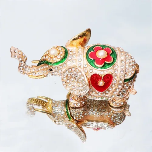 Miniatura 4 de Waltz&F Pintado a mano esmaltado rojo amor corazón elefante decorativo con bisagras joyería animal baratija caja única decoración del hogar