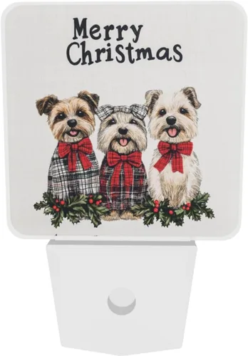 Miniatura 6 de Juego de 2 lámparas LED de noche enchufables para perros de Navidad, juego de 2 luces nocturnas de emergencia con sensor automático para dormitorio