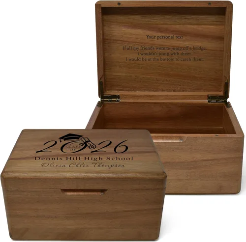 Miniatura 81 de Caja de madera grabada personalizada grande – Caja de recuerdo de madera de acacia con mensaje oculto personalizado, cajas de memoria de nogal