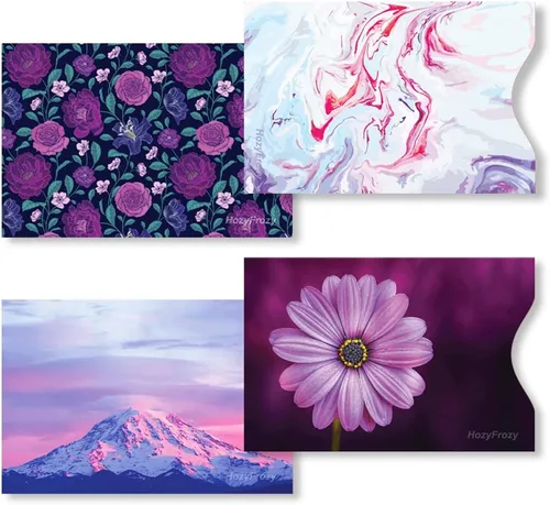 Miniatura 2 de 8 fundas de bloqueo RFID, diseños únicos y artes en morado, soporte antirrobo, protector de tarjeta de crédito, fácil de reconocer, resistente