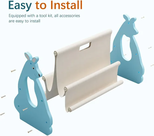Miniatura 4 de Estantería infantil de doble cara – Estantería portátil de 2 niveles para niños pequeños, estante para libros para habitaciones de niños y sala