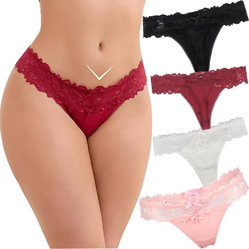 Miniatura 84 de ohyeah Tangas sexy de encaje tangas bragas de tiro bajo ropa interior para mujer de algodón entrepierna braga tangas bragas 4-18
