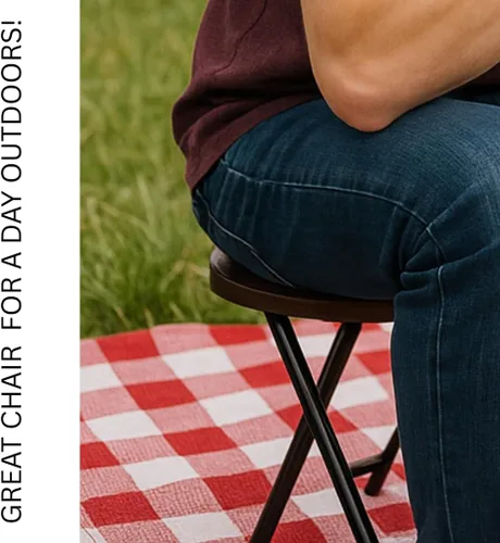 Miniatura 7 de MOON FLOWER Silla plegable portátil con asiento de madera, ideal para picnic, viajes de campamento o eventos al aire libre, color marrón, sin