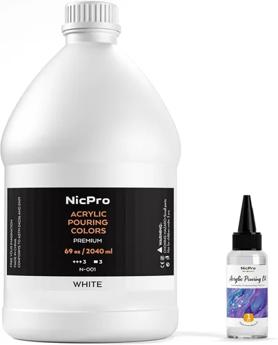 Miniatura 12 de Nicpro Pintura acrílica de color negro azabache, suministros de pintura premezclada de 33.8 onzas con aceite de silicona y guantes para lienzo