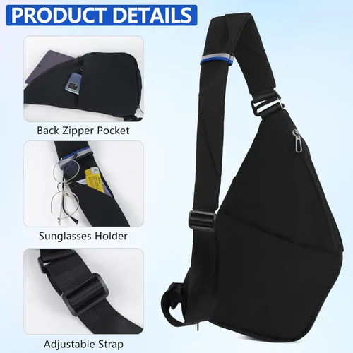 Miniatura 4 de Bolso bandolera, Negro, Compacto
