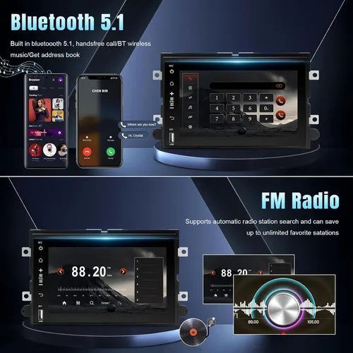 Miniatura 5 de Leadfan Radio de coche Android para Ford F150/F250/F350 2004-2016, pantalla de 7 pulgadas estéreo de coche con CarPlay inalámbrico Andriod Auto