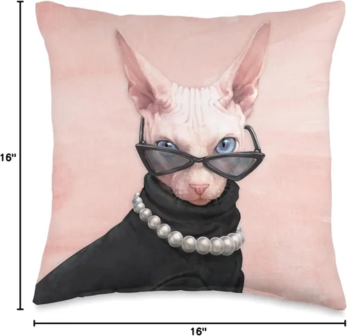 Miniatura 4 de Sphynx Cat Posh Sphynx - Almohada de 16.0 x 16.0 in, multicolor