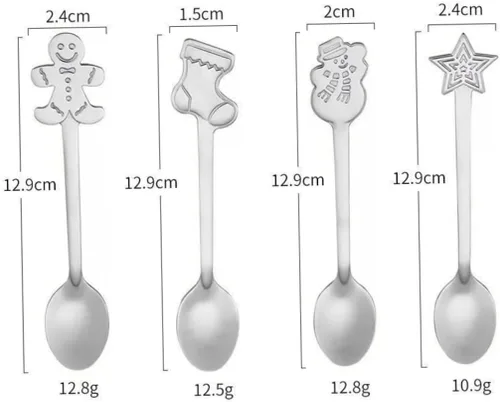 Miniatura 8 de Cucharas de café navideñas de acero inoxidable, cucharas de té de postre para helado, bebida caliente, 12