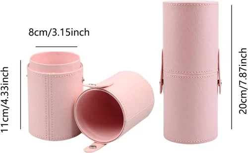 Miniatura 2 de PU Leather Makeup Storage Holder Cosmetic Cup, Travel Makeup Brush Holder Organizer Case with Button Closure, Portable Cosmetic Brush Storage