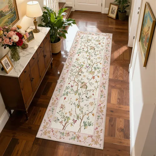 Miniatura 19 de Jinchan Alfombra Floral de Pasillo, 2x5, Alfombras Antideslizantes Lavables a Máquina, Alfombra Suave de Pelo Bajo para Pasillo, Resistente a
