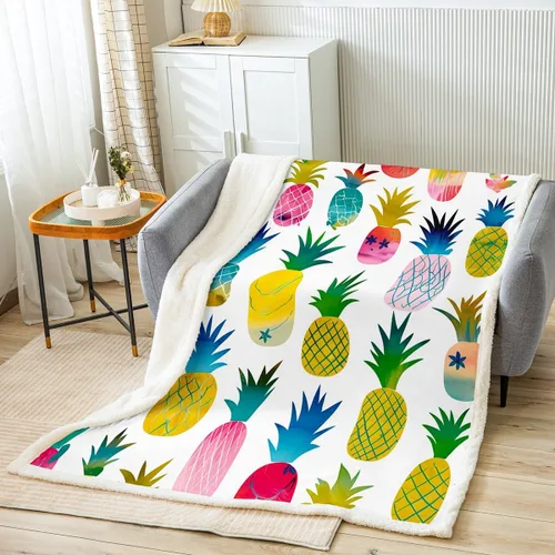 Miniatura 35 de Manta de forro polar con estampado de bailarina rosa para niñas, felpa suave y mullida para cama, sofá, bonita sherpa floral de hoja de palma Multi