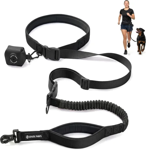 Miniatura 10 de Spark Paws - Correa de perro manos libres, correa elástica para la cintura que absorbe los golpes para correr, clip para cinturón de seguridad
