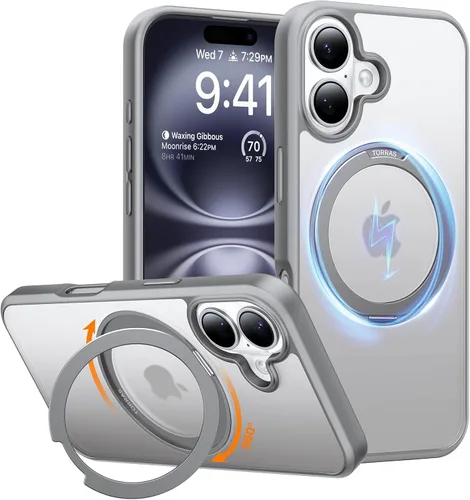 Miniatura 10 de TORRAS Funda con soporte giratorio de 360° para iPhone 15/iPhone 14, compatible con MagSafe, soporte de anillo magnético