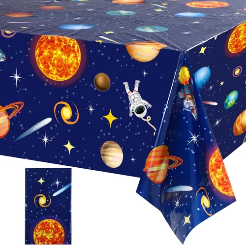 Sumind 1 mantel espacial para decoración exterior de plástico del sistema solar, diseño de planeta para niños, decoración de fiesta de cumpleaños y