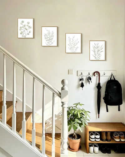 Miniatura 7 de KUVIOKE Arte botánico enmarcado bohemio para pared de plantas de baño, decoración de pared, impresiones de hojas de eucalipto verde salvia, estética