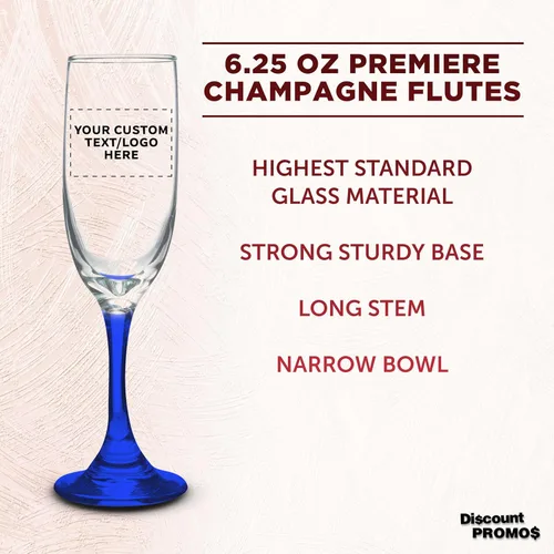 Miniatura 3 de DISCOUNT PROMOS Juego de 100 copas de champán personalizadas Premiere de 6.25 onzas, paquete a granel personalizado, elegante vaso para bodas