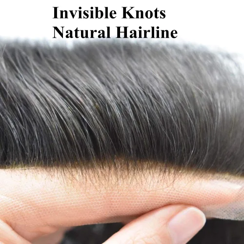 Miniatura 3 de Tupé de pelo para hombres Cabello humano para hombre Hairpieces y tupés Durable Fine Monofilament Mens Hair System Lace Front Mens Toupee Mens Hair