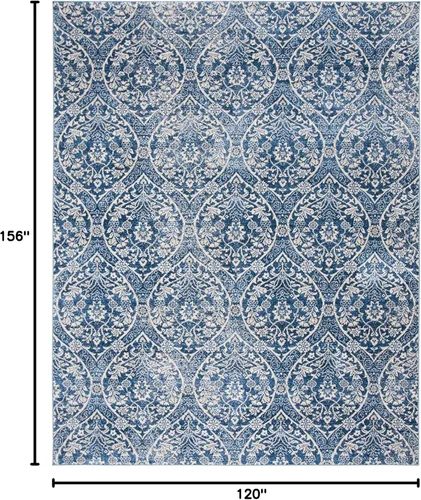Miniatura 2 de SAFAVIEH Brentwood Collection - Alfombra de área de 10 x 13 pies, azul marino y gris claro, diseño floral de damasco Ogee enrejado, no desprende
