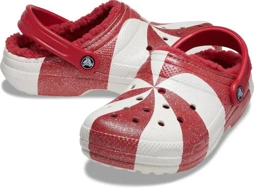 Miniatura 6 de Crocs Women's Classic Holiday Lined Fuzzy Clogs Blanco/Rojo