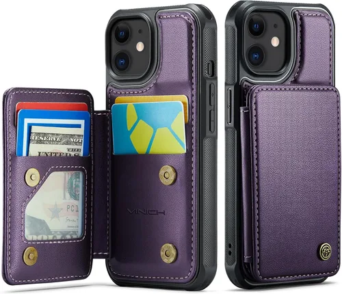 Miniatura 11 de Vinich Funda tipo cartera para iPhone 11 con tarjetero, bloqueo RFID, ranuras de crédito, función atril, a prueba de golpes, para iPhone 11 de 6.1