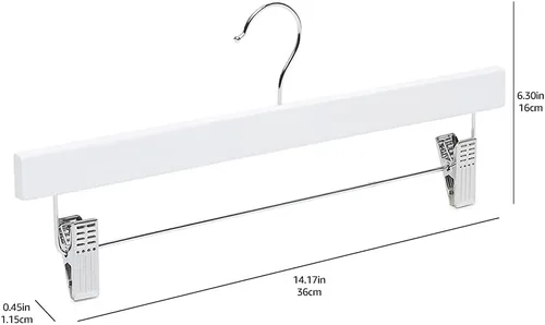 Miniatura 6 de Amazon Basics Perchas de madera duraderas para pantalones y faldas con clips, color blanco, paquete de 10