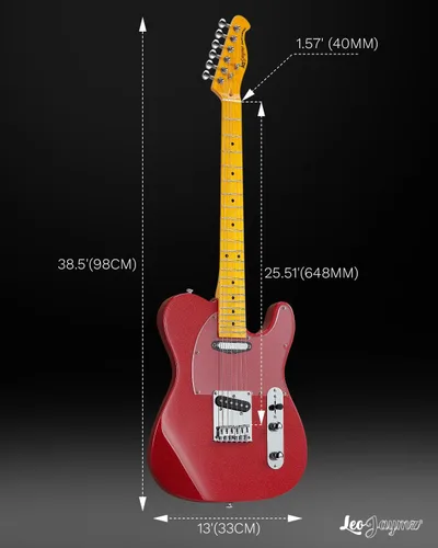 Miniatura 7 de Leo Jaymz Guitarra eléctrica en color brillante, cuerpo de caoba de alto brillo y cuello de arce duro, golpeador acrílico transparente de alta