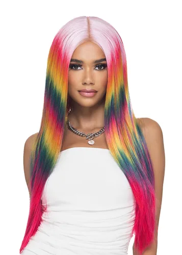 Miniatura 7 de Vivica A. Fox Espectro, encaje frontal HD, línea de cabello prearrancada, resistente al calor, largo y liso, multicolor, peluca de encaje natural