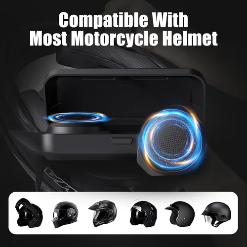 Miniatura 7 de Auriculares Bluetooth para motocicleta con estuche de carga, altavoz Bluetooth para casco con micrófonos y control remoto, batería de 1900 mAh, 50
